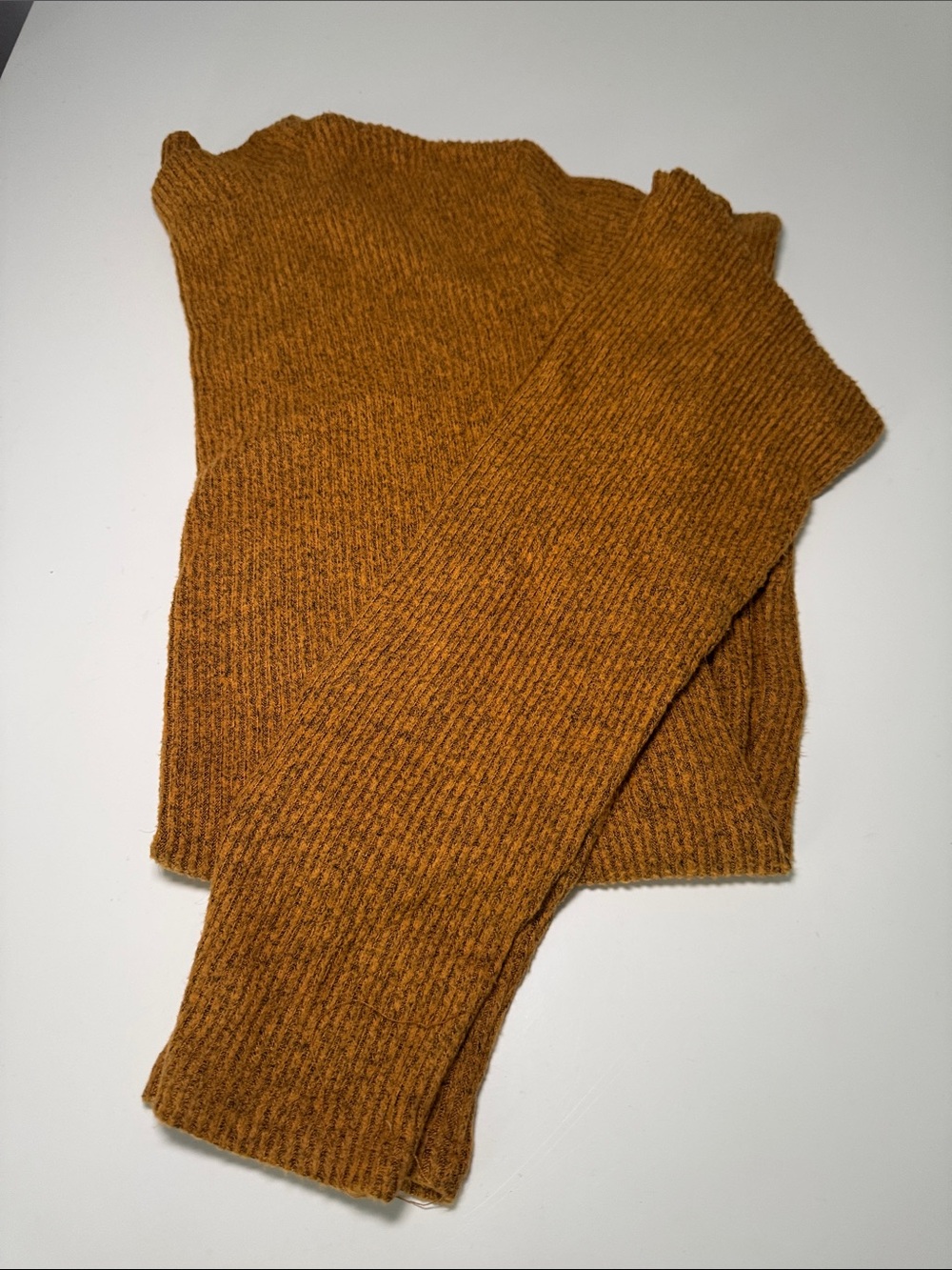 Women’s ribbed long mustard sweater lightweight